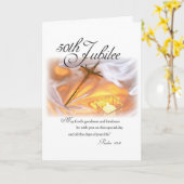 Carte 2682 Jubilé d'or Croix de vie religieuse bougie (Fleur jaune)