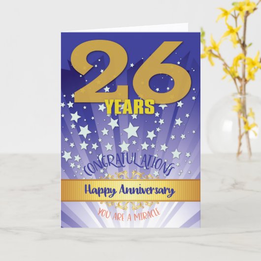 Carte 26 Anniversaire de la reprise Numéros Gras (Fleur jaune)