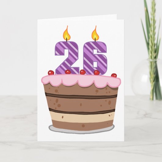 Carte 26 ans sur le gâteau d'anniversaire (Devant)