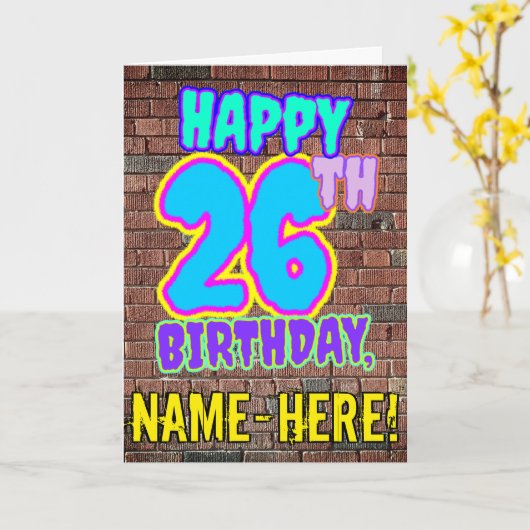 Carte 26e anniversaire - Amusant, Graffiti urbain inspir (Fleur jaune)