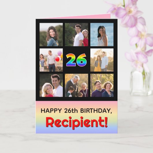 Carte 26e anniversaire : Arc en ciel amusant #, photos p (Orchidée)
