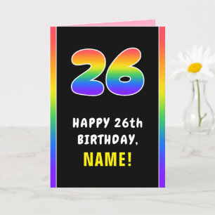 Carte 26e anniversaire : Arc-en-ciel coloré # 26, Nom pe