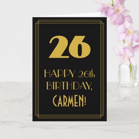 Carte 26e anniversaire - Art Déco Inspiré Look "26" & No (Orchidée)