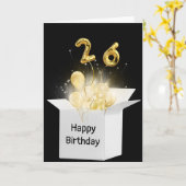 Carte 26e Anniversaire Balloons en boîte blanche (Fleur jaune)