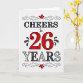 Carte 26e anniversaire Cheers en Motif noir blanc rouge (Fleur jaune)