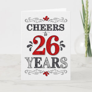 Carte 26e anniversaire Cheers en Motif noir blanc rouge