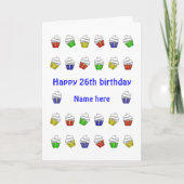 Carte 26e anniversaire cupcakes personnalisés (Devant)