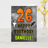 Carte 26e anniversaire : Eerie Halloween Thème + Nom per (Fleur jaune)
