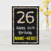 Carte 26e anniversaire : Floral Flowers Numéro, Nom pers (Fleur jaune)