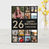 Carte 26e anniversaire Photo Collage 13 Photos Black & G (Fleur jaune)