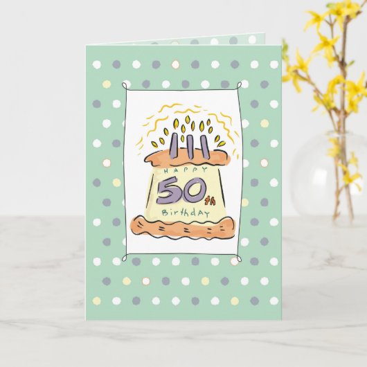 Carte 2718 50e gâteau d'anniversaire (Fleur jaune)