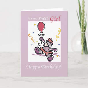 Carte 2779 Bear Pink Balloon Anniversaire