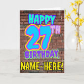 Carte 27e anniversaire - Amusant, Graffiti urbain inspir (Fleur jaune)