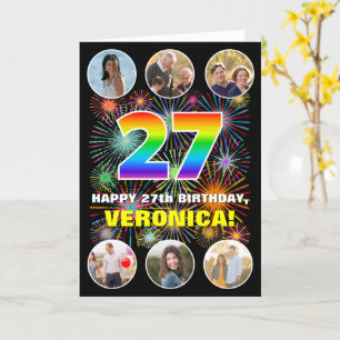 Carte 27e anniversaire : Arc en ciel amusant #, Nom pers