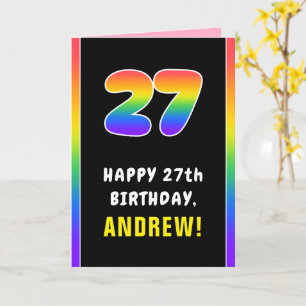 Carte 27e anniversaire : Arc-en-ciel coloré # 27, Nom pe