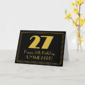 Carte 27e anniversaire : Art Déco Inspiré Look "27" & No (Fleur jaune)