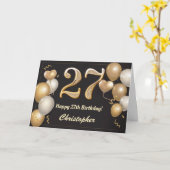 Carte 27e anniversaire Ballons noirs et or Anniversaire (Fleur jaune)