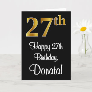 Carte 27e anniversaire ~ Elégant Luxueux Faux Gold Look 
