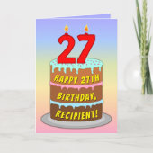 Carte 27e anniversaire — Fun Cake & Candles, avec nom pe (Devant)