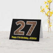 Carte 27e anniversaire : Nom + Faux Motif de céréales en (Fleur jaune)