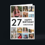 Carte 27e anniversaire Photo Collage 13 photos noir blan<br><div class="desc">27th Happy Birthday Photo Collage 13 Photos Carte d'anniversaire noir et blanc pour n'importe quel âge. 1er 13ème 15ème 16ème 18ème 20ème 21ème 30ème 40ème 50ème 60ème 70ème 80ème 90ème 100ème, tout âge. Pour plus de personnalisation, cliquez sur le bouton "Customiser" et utilisez notre outil de conception pour modifier ce...</div>