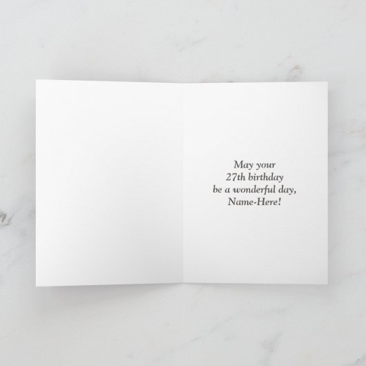 Carte 27e anniversaire : Rustic Faux Wood Look, Arc-en-c (Intérieur)