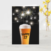Carte 27e anniversaire Sparkler en verre de bière (Fleur jaune)