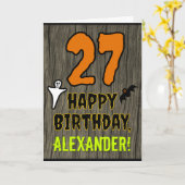 Carte 27e anniversaire : Thème d'Halloween Éffrayant, No (Fleur jaune)