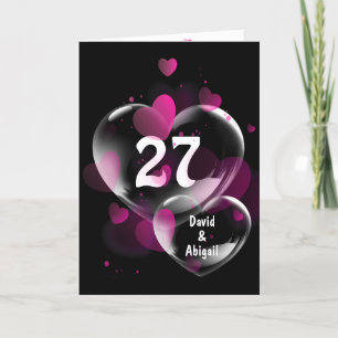 Carte 27ème Anniversaire Bulles cardiaques sur Noir