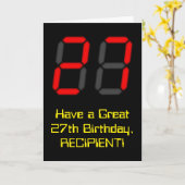Carte 27ème anniversaire : Rouge Digital Horloge Style " (Fleur jaune)