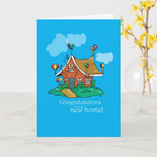 Carte 2857 Félicitations Balloon House (Fleur jaune)