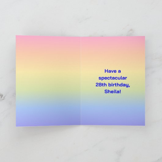 Carte 28e anniversaire : Arc en ciel amusant #, photos p (Intérieur)