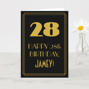Carte 28e anniversaire ~ Art Déco Inspiré Look "28" & No