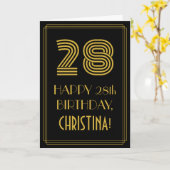Carte 28e anniversaire : Art Déco Inspiré Look "28" & No (Fleur jaune)