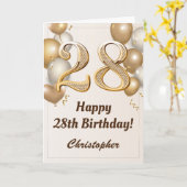 Carte 28e anniversaire Ballons d'or et Confetti Annivers (Fleur jaune)