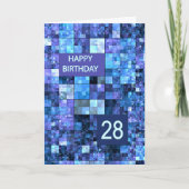 Carte 28e anniversaire, Carrés bleus, (Devant)