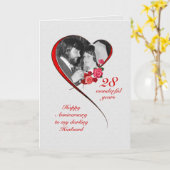 Carte 28e anniversaire de mariage romantique pour mari (Fleur jaune)