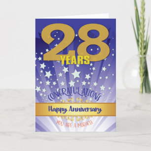 Carte 28e anniversaire de rétablissement chiffre gras