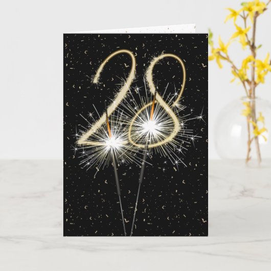 Carte 28e anniversaire du mariage (Fleur jaune)