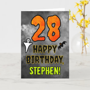 Carte 28e anniversaire : Eerie Halloween Thème + Nom per