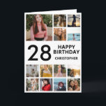 Carte 28e anniversaire Photo Collage 13 photos noir blan<br><div class="desc">28e Joyeux Anniversaire Photo Collage 13 Photos Carte d'Anniversaire Noir et Blanc pour n'importe quel âge. 1er 13ème 15ème 16ème 18ème 20ème 21ème 30ème 40ème 50ème 60ème 70ème 80ème 90ème 100ème, tout âge. Pour plus de personnalisation, cliquez sur le bouton "Customiser" et utilisez notre outil de conception pour modifier ce...</div>
