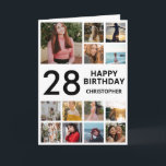 Carte 28e anniversaire Photo Collage 13 photos noir blan<br><div class="desc">28e Joyeux Anniversaire Photo Collage 13 Photos Carte d'Anniversaire Noir et Blanc pour n'importe quel âge. 1er 13ème 15ème 16ème 18ème 20ème 21ème 30ème 40ème 50ème 60ème 70ème 80ème 90ème 100ème, tout âge. Pour plus de personnalisation, cliquez sur le bouton "Customiser" et utilisez notre outil de conception pour modifier ce...</div>