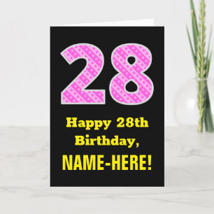 Carte 28e anniversaire : Pink Stripes and Hearts "28" + 