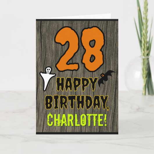 Carte 28e anniversaire : Thème d'Halloween Éffrayant, No (Devant)