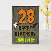 Carte 28e anniversaire : Thème d'Halloween Éffrayant, No (Fleur jaune)