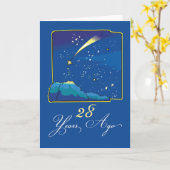 Carte 28ème anniversaire d'adoption avec étoiles et ciel (Fleur jaune)