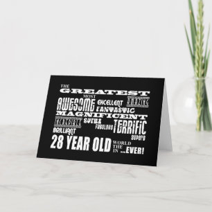 Carte 28ème Ans de fête d'anniversaire plus grands