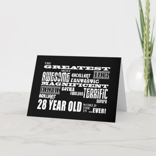 Carte 28ème Ans de fête d'anniversaire plus grands (Devant)