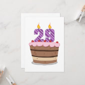 Carte 29 ans sur le gâteau d'anniversaire (Devant/Arrière en situation)