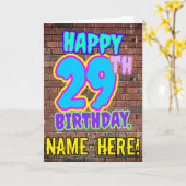 Carte 29e anniversaire - Amusant, Graffiti urbain inspir (Fleur jaune)